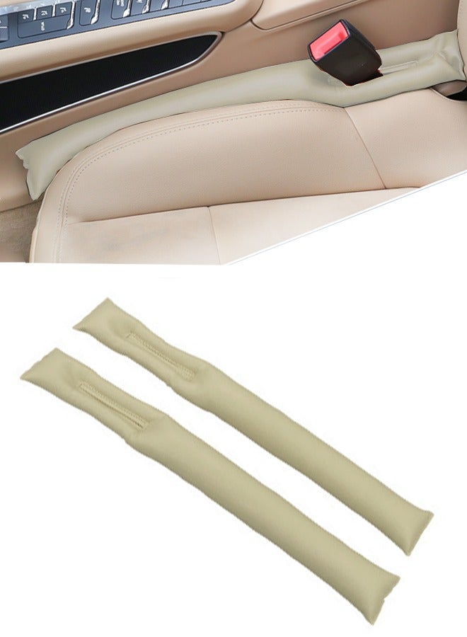 2-Piece Car Seat Gap Stopper Pad, Premium Microfibre PU Leather Car Protection，Blocks Items from Falling Between Seats- Beige - Image 1