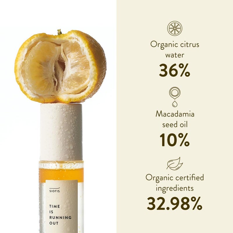 SIORIS Time Is Running Out mist 3.38 Fl oz, Organic and vegan face mist for Sensitive skin, jojoba oil for moisture lock, enriched citrus water rejuvenates, glass veil finish - Image 3