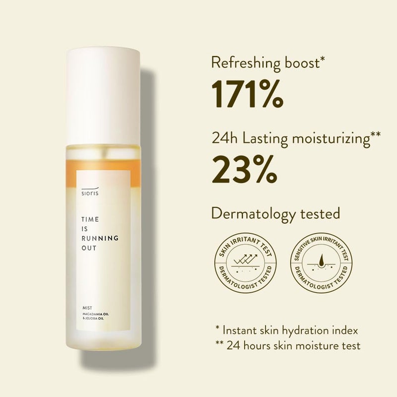 SIORIS Time Is Running Out mist 3.38 Fl oz, Organic and vegan face mist for Sensitive skin, jojoba oil for moisture lock, enriched citrus water rejuvenates, glass veil finish - Image 2