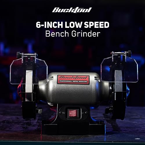 BUCKTOOL 6-Inch 1/3HP Low-Speed Bench Grinder, High Precision Wobble-free Wheel Grinder, TLG-150S - Image 3