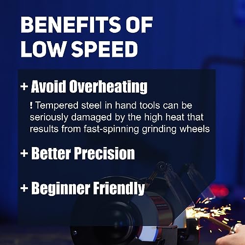 BUCKTOOL 6-Inch 1/3HP Low-Speed Bench Grinder, High Precision Wobble-free Wheel Grinder, TLG-150S - Image 5