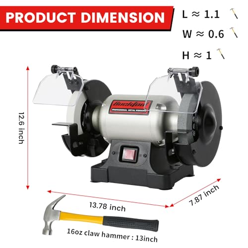 BUCKTOOL 6-Inch 1/3HP Low-Speed Bench Grinder, High Precision Wobble-free Wheel Grinder, TLG-150S - Image 2
