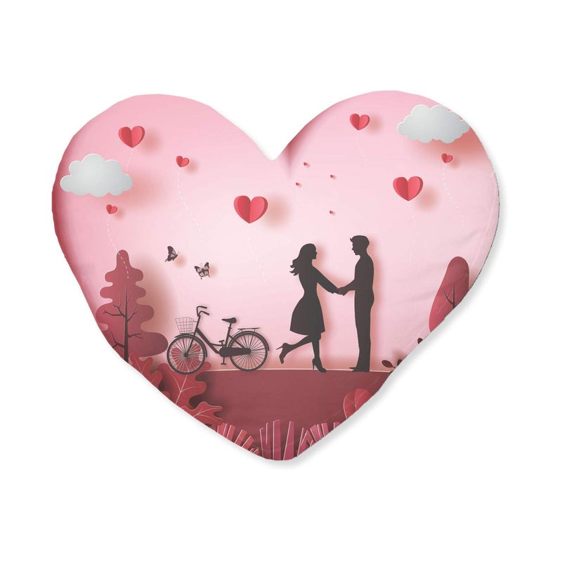 YaYa Cafe TheYaYaCafe Birthday Gifts Chocolate Gifts Combo for Girlfriend Boyfriend Heart Shape Cushion with Filler Bunch of 5 Red Roses 1 Dairy Milk Silk 60g Set of 3 Hamper Love Birds - Image 3