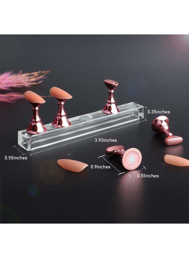 JUSTOTRY 4 Sets Pink Nail Stand for Press on Nails Display, Magnetic Fake Nails Holder for Painting Nails Practices, Beginner Acrylic Nail Art Kit Accessories, Nail Salon Equipment and Decor - Image 3
