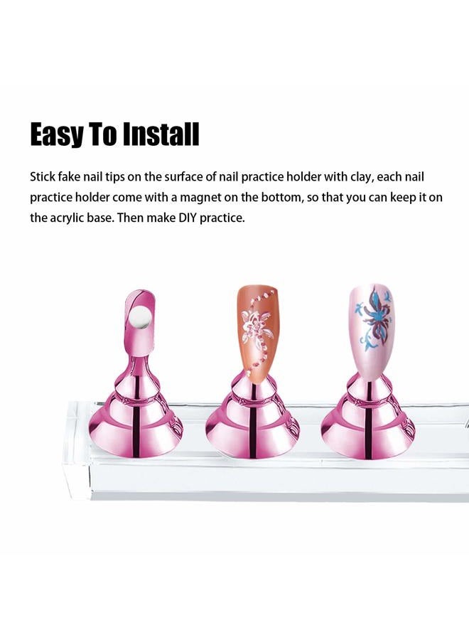 JUSTOTRY 4 Sets Pink Nail Stand for Press on Nails Display, Magnetic Fake Nails Holder for Painting Nails Practices, Beginner Acrylic Nail Art Kit Accessories, Nail Salon Equipment and Decor - Image 5