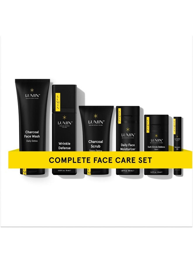 لومين مجموعة العناية الكاملة بالبشرة للرجال من لومين تتضمن: غسول الوجه بالفحم، مقشر الفحم، مرطب الوجه، مصل التجاعيد، زيت التعافي وبلسم حماية الهالات السوداء - Image 1