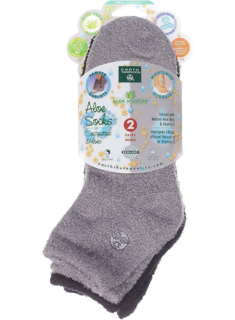 Earth Therapeutics Aloe Socks - Double Pack - Gray/Black (2 Pairs) - Image 2