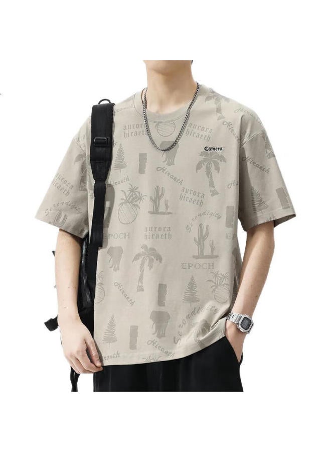 PLAYBOY Men'S Short Sleeve T-Shirt Summer Loose Top Trendy Casual Cool Feeling Half Sleeve Printed Tee - Image 1