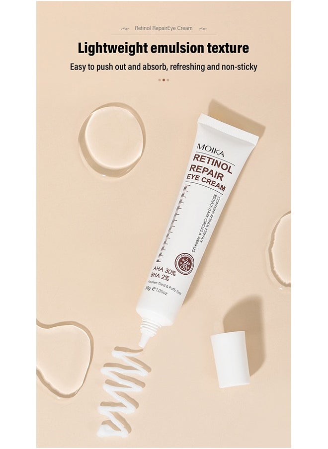 MOIKA - Retinol Repair Eye Cream-For Dark Circles and Puffiness,  with AHA and BHA Dark Circle Fine Lines Treatment,Anti-aging, Under Eye Treatment,Reduces Wrinkles, Defoams and Brightens Skin 30g - Image 1