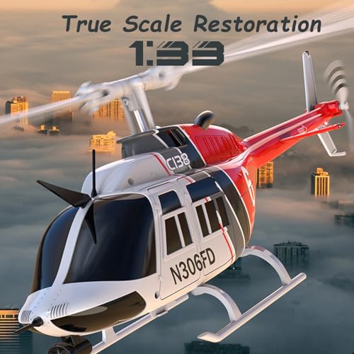 Hylukon C138 Remote Control Helicopter 133 Scale Bell206 Helicopter 24G 4CH RTF Single Propeller Aileron Free Optical Flow Positioning Sixaxis Gyroscope Stabilization Gift for Adults 3 Battery - Image 5