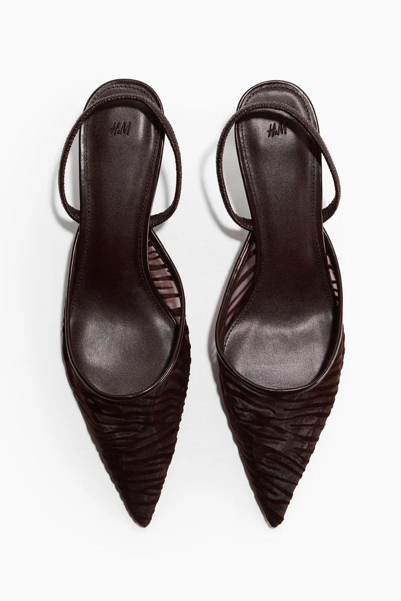 H&M  Kitten-heeled mesh slingbacks for Women | Best Price UAE