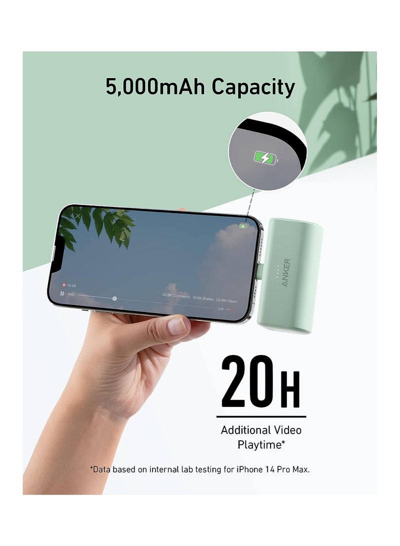 شاحن محمول من Anker مع موصل Lightning مدمج، معتمد من MFi، حزمة بطارية 5000 مللي أمبير في الساعة 12 وات، متوافق مع iPhone 14/14 Pro / 14 Plus / 14 Pro Max، iPhone 13 و12 Series (أسود) - Image 4
