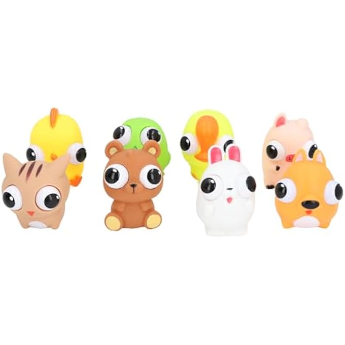 RIZGHWOY 8pcs Cartoon Squeeze Toy with Raised Eyes, Cute Animal Stress Relief Toy, Fun Hand and Finger Strengthener for Home and Office - Image 2
