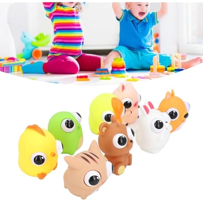 RIZGHWOY 8pcs Cartoon Squeeze Toy with Raised Eyes, Cute Animal Stress Relief Toy, Fun Hand and Finger Strengthener for Home and Office - Image 3