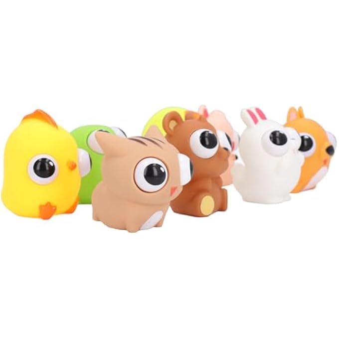 RIZGHWOY 8pcs Cartoon Squeeze Toy with Raised Eyes, Cute Animal Stress Relief Toy, Fun Hand and Finger Strengthener for Home and Office - Image 4