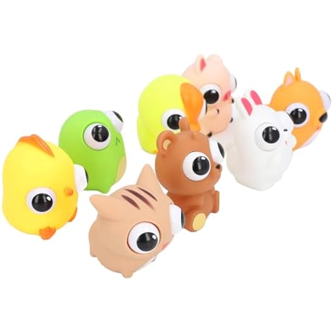 RIZGHWOY 8pcs Cartoon Squeeze Toy with Raised Eyes, Cute Animal Stress Relief Toy, Fun Hand and Finger Strengthener for Home and Office - Image 5