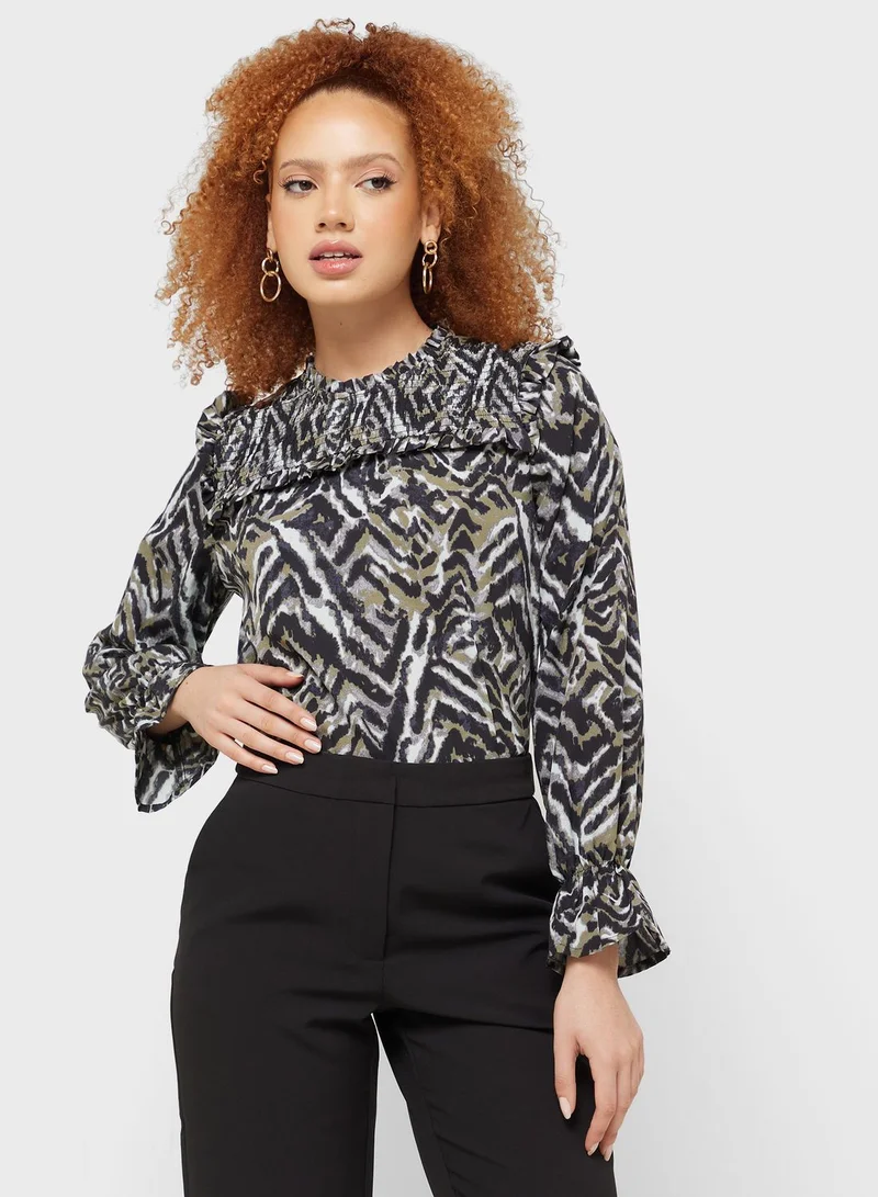 Jacqueline de Yong High Neck Printed Top