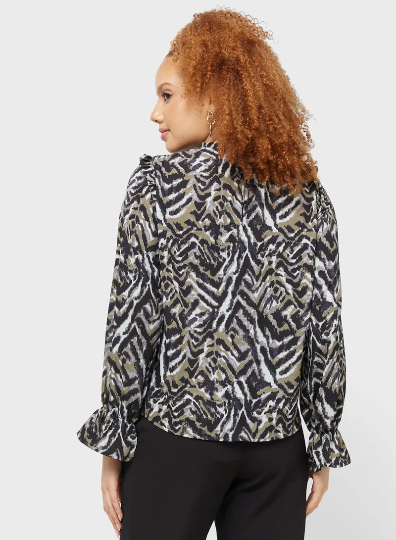 Jacqueline de Yong High Neck Printed Top