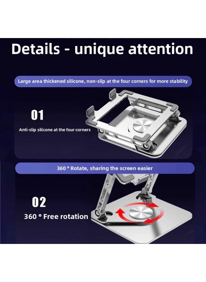 Generic - Tablet Stand Desktop Game For Ipad Special Carbon Steel Support Frame Learning Painting 11-inch Hollow Wholesale-Color:V10 Rotating Model [silver]-stable/dual Axis/adjustable - Image 1