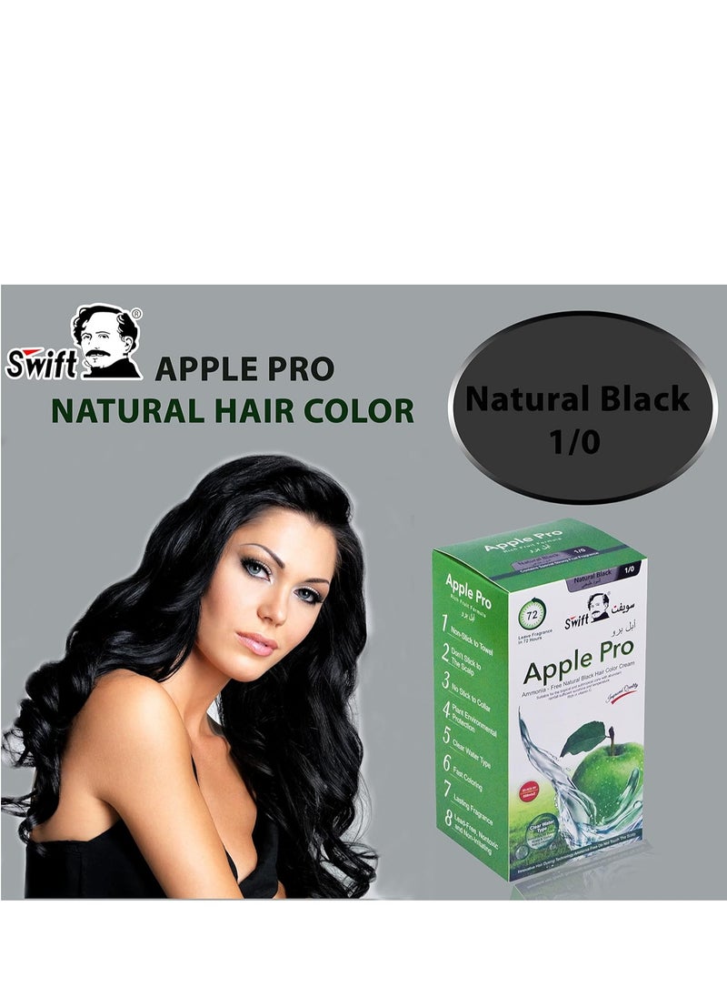 Swift Apple Pro Gray Coverage Hair Dye, Natural Black Hair Color Cream 500ml (Natural Black)  - Image 2
