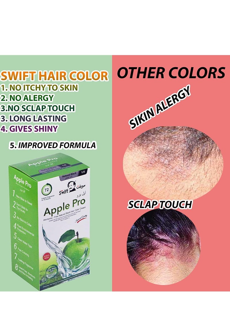 Swift Apple Pro Gray Coverage Hair Dye, Natural Black Hair Color Cream 500ml (Natural Black)  - Image 4