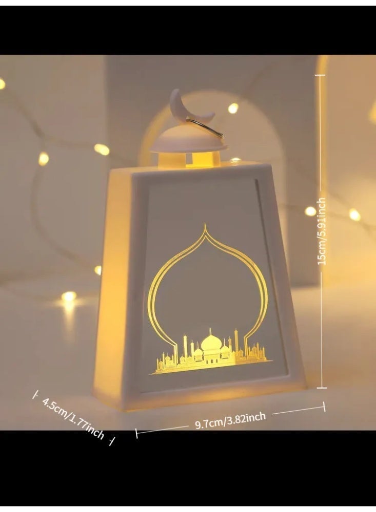 مصباح فانوس LED لرمضان والعيد، زينة منزل بنقشة الهلال والمسجد للمناسبات الإسلامية - Image 2