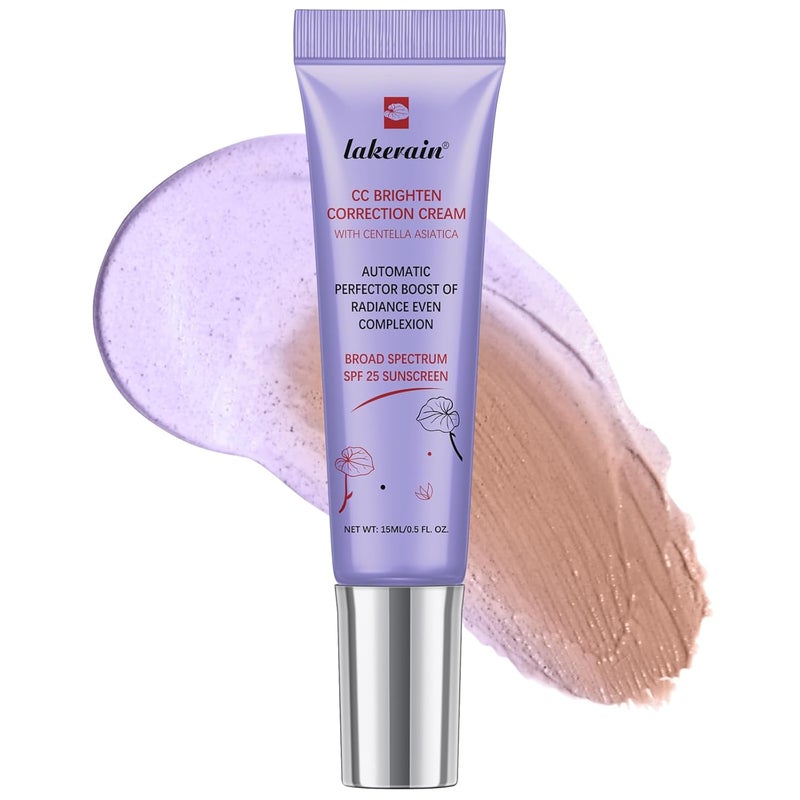 CC Brighten Correction Cream With Centella Asiatica  Improve Skin Dullness  Lightweight Hydration  Soothe  Moisturize  Adjust Skin Tone Purple