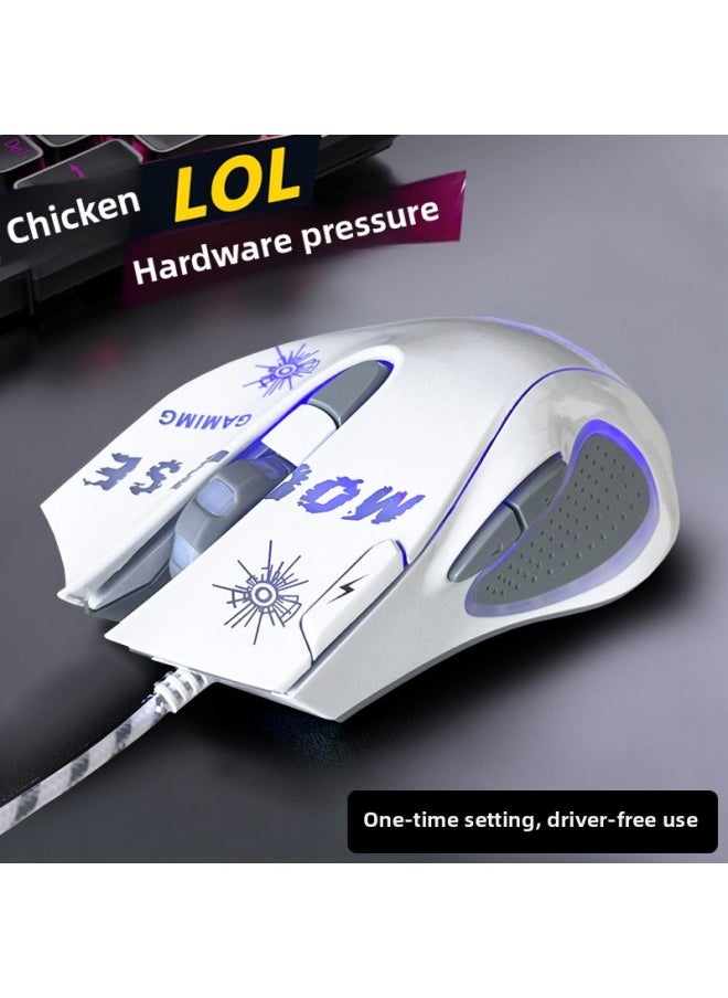 Game Mouse Wired Silent Mute E-Sports Eat Chicken Macro Desktop Laptop General Office Big Hand-Color:K7 Black (sound Version) Software Macro-Interface:Official Standard