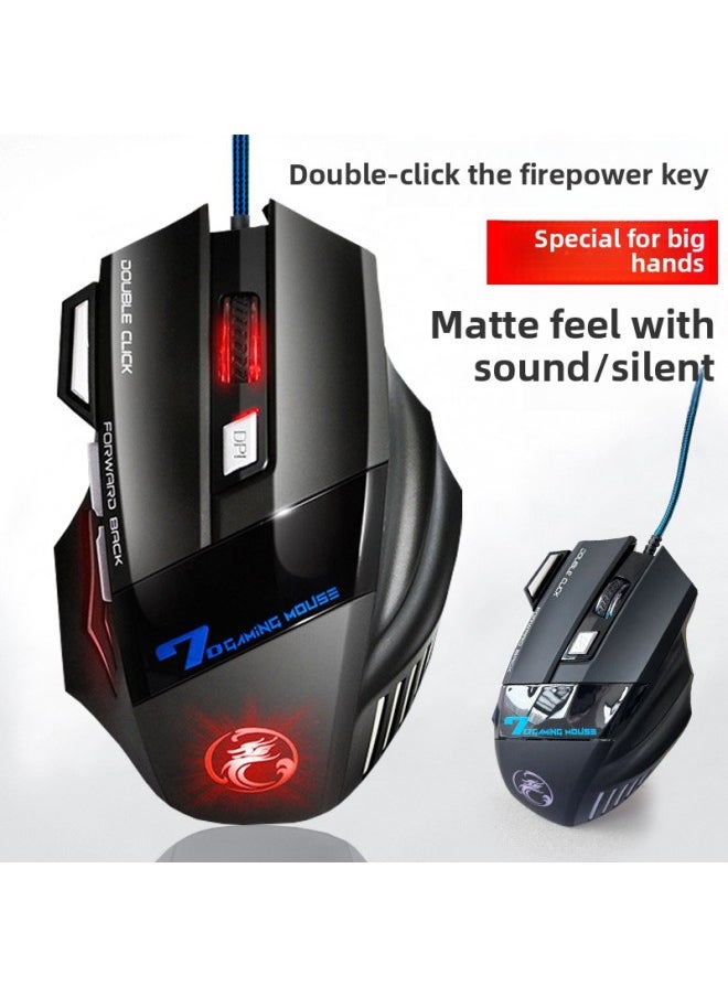 Game Mouse Wired Silent Mute E-Sports Eat Chicken Macro Desktop Laptop General Office Big Hand-Color:K7 Black (sound Version) Software Macro-Interface:Official Standard