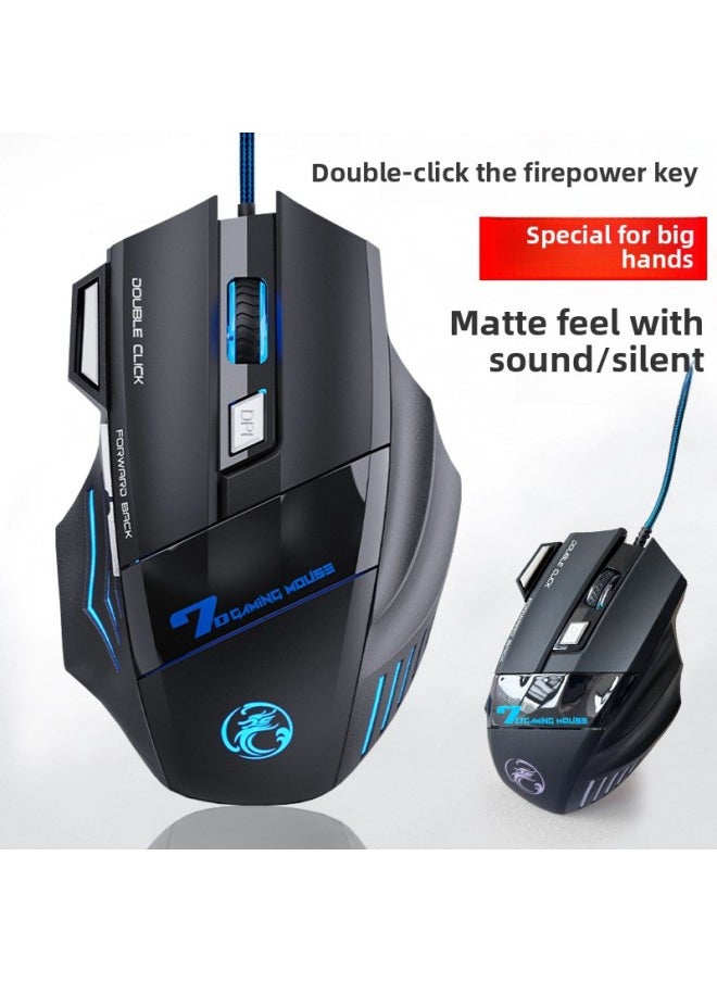 Game Mouse Wired Silent Mute E-Sports Eat Chicken Macro Desktop Laptop General Office Big Hand-Color:K7 Black (sound Version) Software Macro-Interface:Official Standard