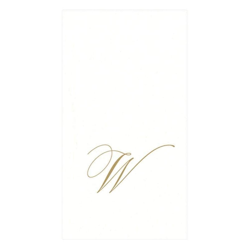Caspari White Pearl Paper Linen Guest Towels Monogram Initial W Pack of 24