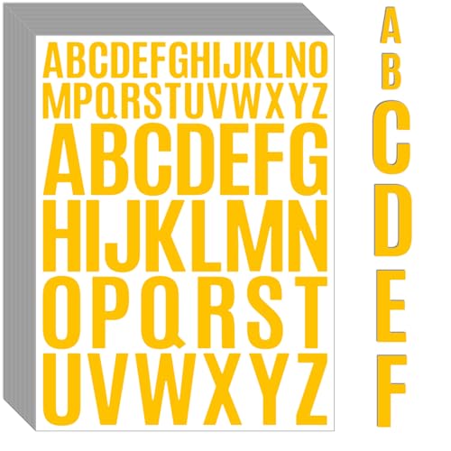 Bemeol Letter Stickers 1560 Pieces 30 Sheets Stick on Vinyl Letters Capital Alphabet Sticker Letter for Craft Bulletin Boards Classroom Home Business DecorYellow1 Inch2 Inch - Image 1