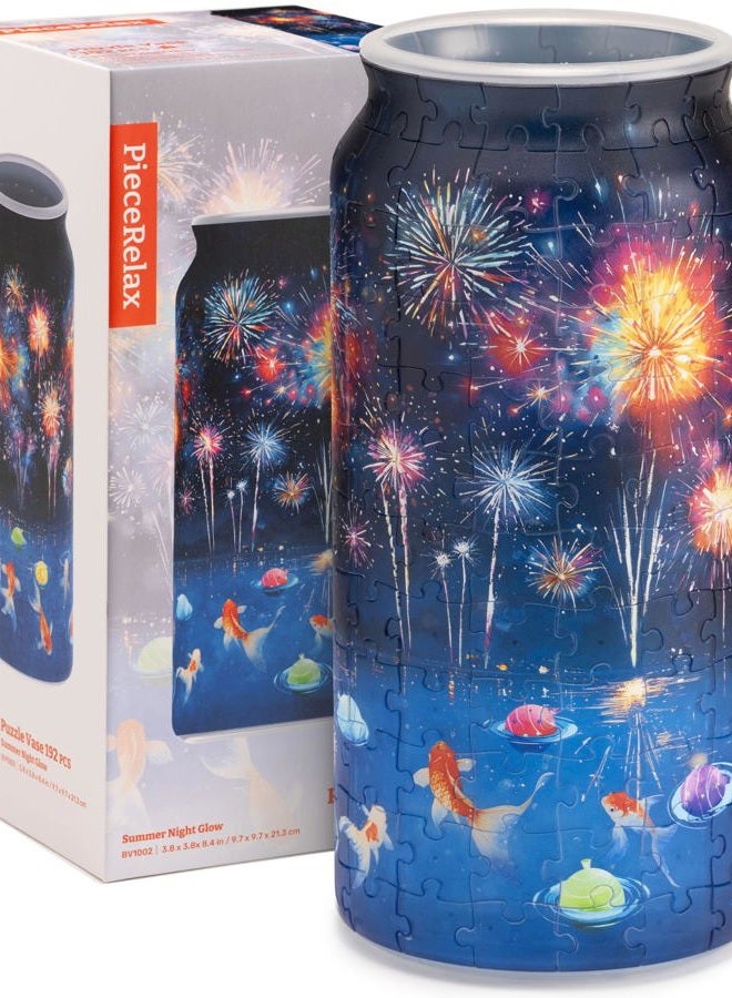 PieceRelax Unique Flower Vase - 3D Puzzle Vase for Adults to Flower Arrangement and Home Decoration Made by 192 Curved Plastic Puzzle Pieces - Summer Night Glow [BV1002] - Image 1