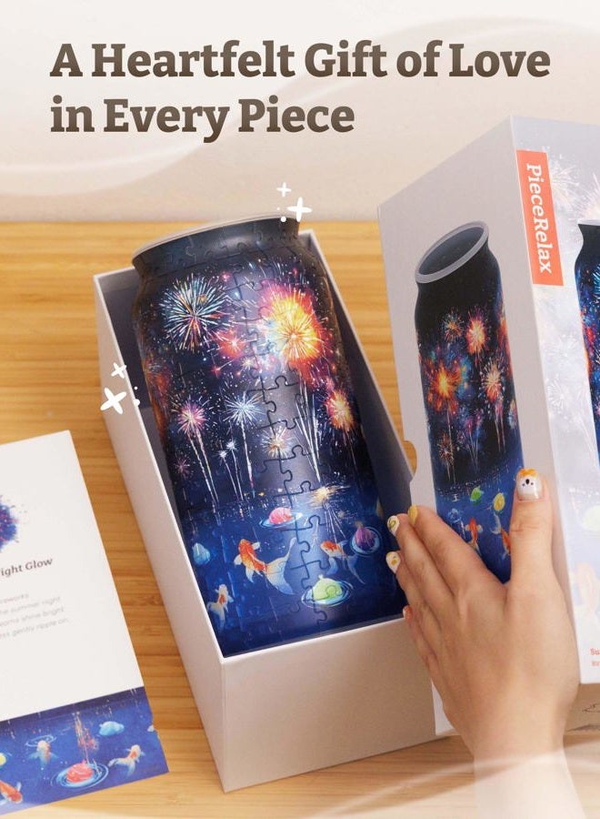 PieceRelax Unique Flower Vase - 3D Puzzle Vase for Adults to Flower Arrangement and Home Decoration Made by 192 Curved Plastic Puzzle Pieces - Summer Night Glow [BV1002] - Image 4
