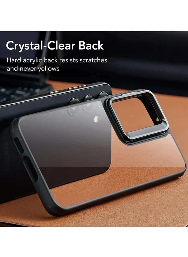 Wtech Hybrid Soft Silicone Transparent Back With Camera Folding Bracket Holder Stand Case Cover For Samsung Galaxy S24 5G 2024 Black - Image 3