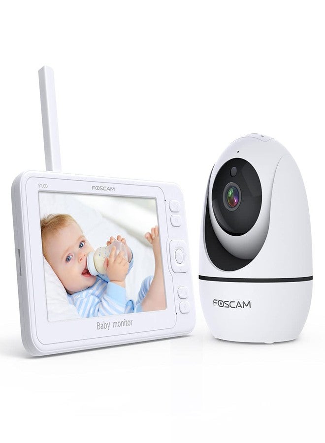 FOSCAM Baby Monitor, 1080P Video Baby Monitor with 5" 1080P True-Color HD IPS Display, 2 Way Audio, Lullaby Player, 1080P PTZ Camera, 1000ft Wireless Range, Night Vision and Thermal Monitor, BM1 - Image 1