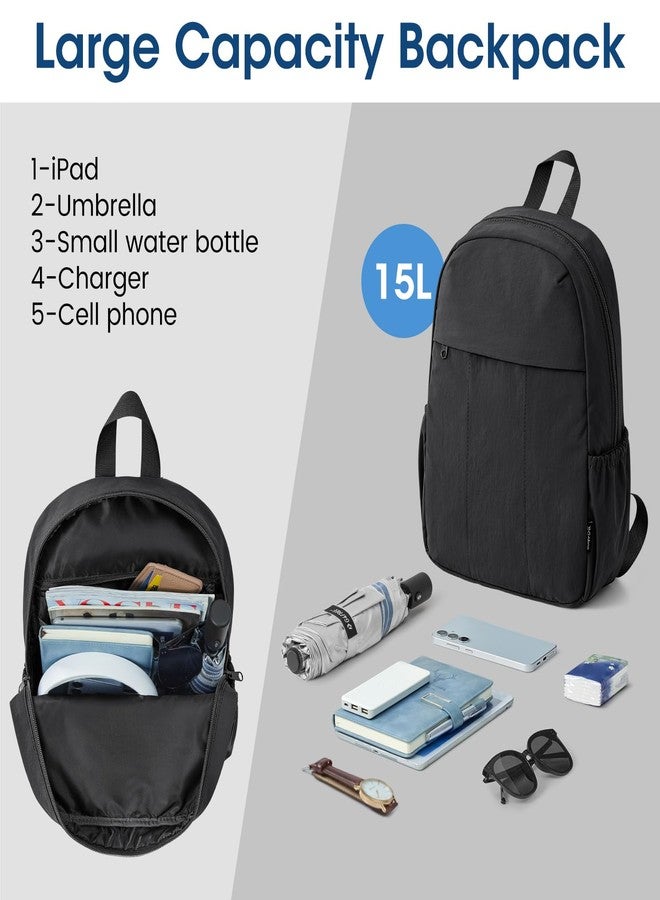 جي4فري حقيبة ظهر صغيرة G4Free للنساء، مقاومة للماء، مناسبة للمشي لمسافات طويلة، مزودة بأحزمة كتف قابلة للتعديل، مثالية للمدرسة والسفر والتسوق والعمل والاستخدام اليومي (أسود) - Image 4