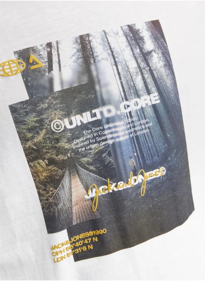 JACK & JONES Front Graphic Print Crew Neck T-Shirt