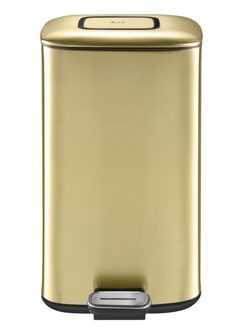 EKO Stainless Steel Square Step Bin | Slow Closing Pedal Waste Bin | Fingerprint Resistant Indoor Trash Can | 12L | Gold - Image 1