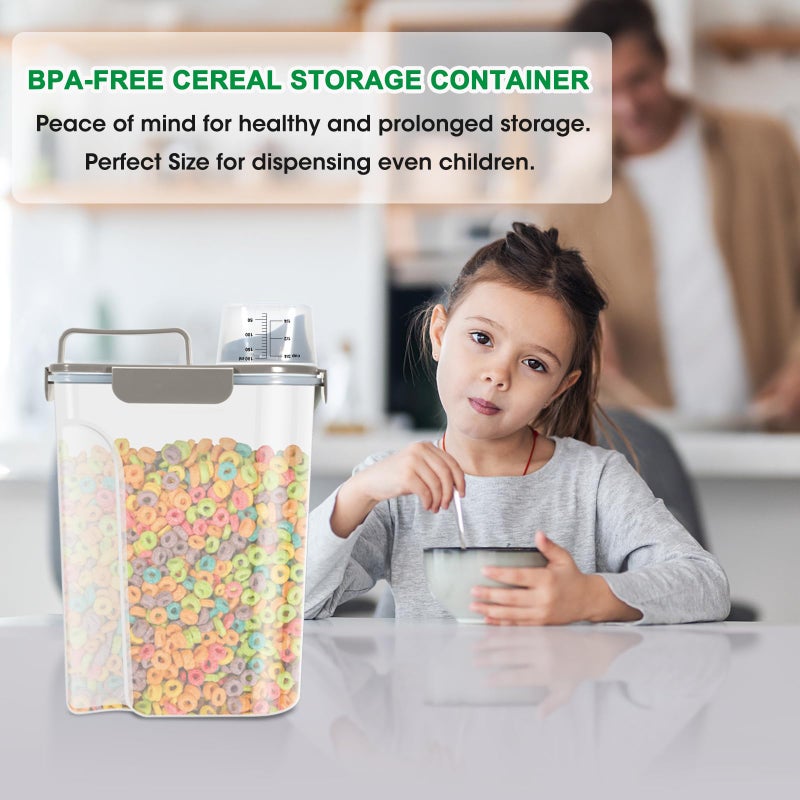 TBMax Airtight Rice Container 10 Lbs, Cereal Dispenser, Pet Cat Dog Food Storage Container, Plastic Kitchen Pantry Food Storage Holder with Cup -Dark Grey - Image 4
