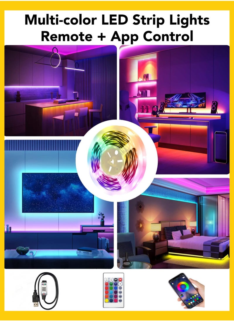 واحة المنزل الجميلة أضواء شريطية 5M LED لديكور المنزل لعيد الميلاد، شرائط أضواء خيطية مرنة متعددة الألوان للديكور الداخلي خزانة التلفزيون غرفة نوم غرفة المعيشة غرفة المعيشة ألعاب الكمبيوتر حفلات الشرفة حديقة بار السيارة فندق السيارة  - Image 1