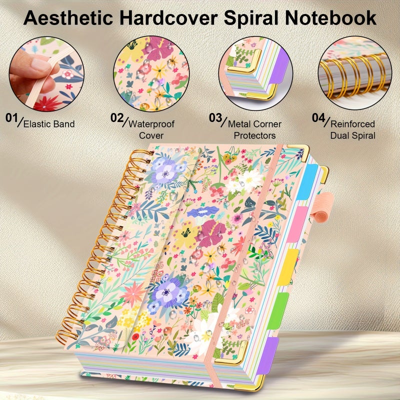 GDGDSY A5 & B5 Spiral Notebook for Female Students – 5-Subject Teacher Recommended with Dividers, Tabs, Wide Ruled Lines, Portable Classroom Notebook for Notes, Exams, Journaling (A5/B5 Size) - Image 2