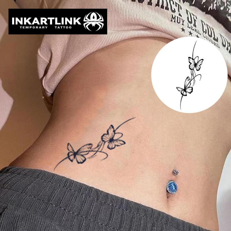 INKARTLINK Tattoo Tech, 2 Sheets Medium Semi Permanent Tattoo, Temporary Tattoos, Last 1-2 Weeks, Waterproof, Realistic Look, No Adhesive, No Reflection (Butterfly) - Image 2