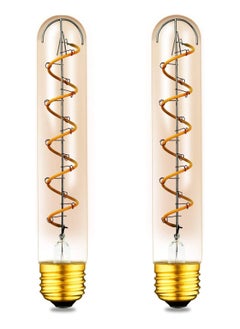 Dimmable T30 LED Bulbs, E26 Base, 40W Vintage Style Warm White 2200K Amber Light, 7.3inch Long Tubular Filament Bulbs, Soft Flexible Design, Pack of 2