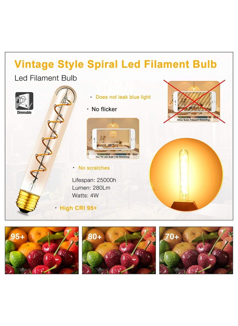 Generic - Dimmable T30 LED Bulbs, E26 Base, 40W Vintage Style Warm White 2200K Amber Light, 7.3inch Long Tubular Filament Bulbs, Soft Flexible Design, Pack of 2 - Image 1