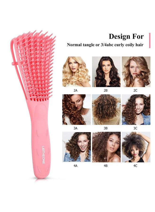 URTHEONE Detangling Hair Brush Detangling Brush For Adults And Kids Comb Set For Kinky Curly Coily And Wavy Hair For Wet And Dry Hair Afro American Type 3A4C Comfortable Grip Easy To Clean(Pink) - Image 4