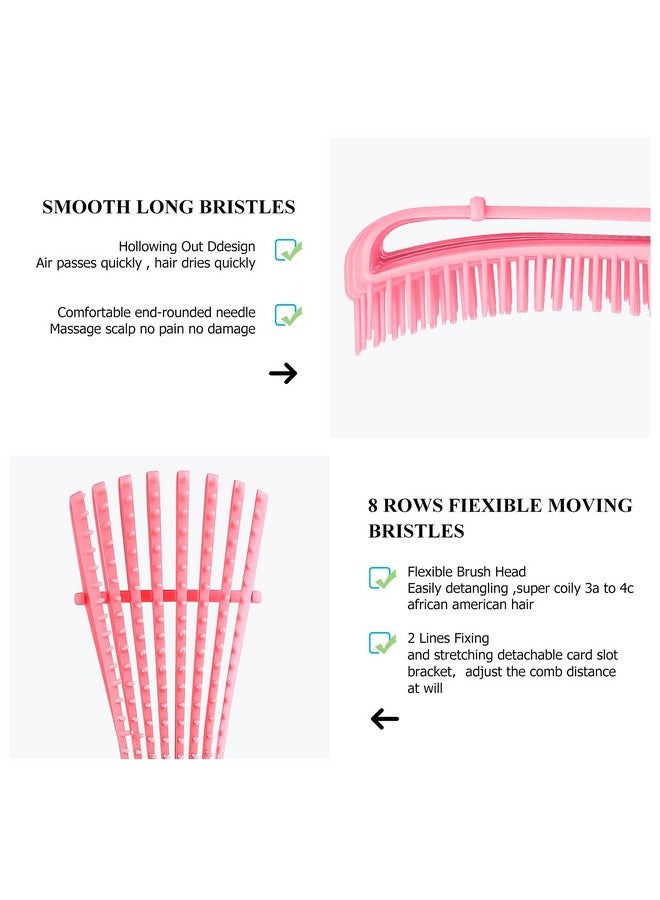 URTHEONE Detangling Hair Brush Detangling Brush For Adults And Kids Comb Set For Kinky Curly Coily And Wavy Hair For Wet And Dry Hair Afro American Type 3A4C Comfortable Grip Easy To Clean(Pink) - Image 2