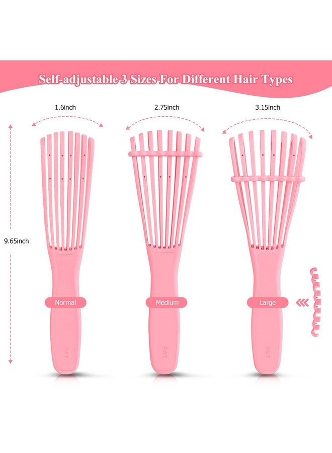 URTHEONE Detangling Hair Brush Detangling Brush For Adults And Kids Comb Set For Kinky Curly Coily And Wavy Hair For Wet And Dry Hair Afro American Type 3A4C Comfortable Grip Easy To Clean(Pink) - Image 3