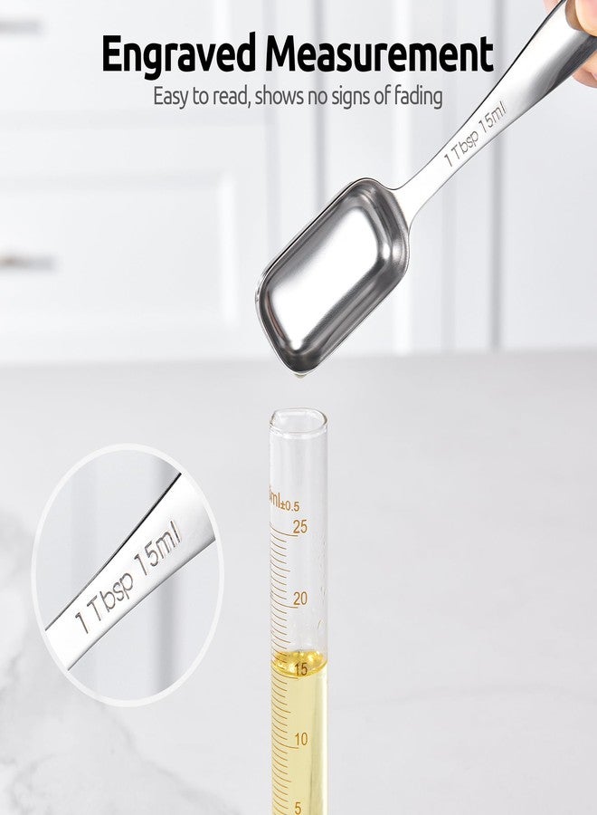 U-Taste Narrow Square Measuring Spoons: 18/8 Stainless Steel Kitchen Measure Teaspoon Tablespoon with Leveler, Polygon Rectangular Metal Jar Scoop for Baking Cooking, Coffee, Spice, Powder (Set of 8) - Image 5