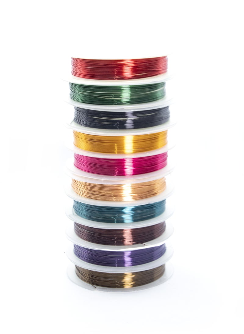 Generic - 10 Roll 0.3mm 10 Color Jewelry Copper Wire Strong Alloy Copper Wire Metal Wire DIY Cloisonne Craft Making, Handmade Copper Coil Jewelry Making - Image 1